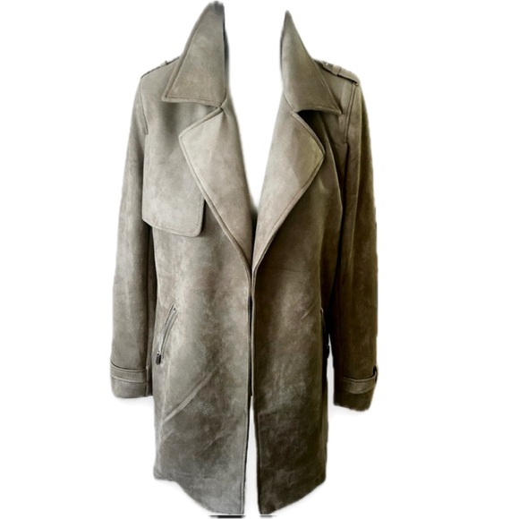 MAGASCHONI Sueded Tan Trench Coat - Picture 1 of 11